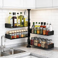 MIXOO Spice Rack Organizer Tension Pole, 4-Tier Adjustable Spice Organizer | 16.5-23.6 Inch, Seasoning Organizer for Countertop, Space-Saving Spice Storage Corner Shelf for Kitchen, Coffee Area,No Drill by Mixoo