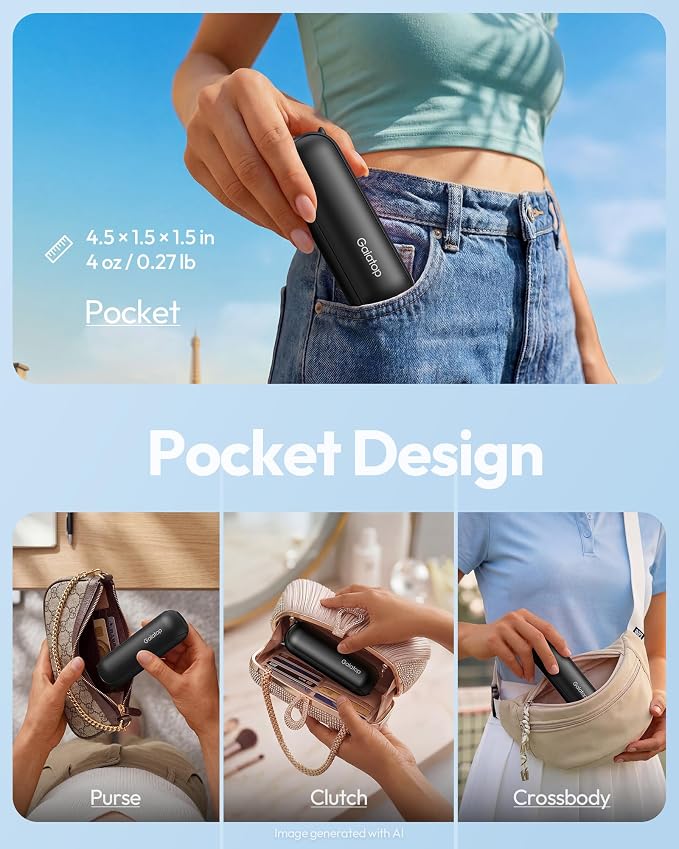 Gaiatop Portable Handheld Fan, 3 in 1 Mini Fan Handheld [17h Max Cooling], Foldable Personal Fans Pocket Design, USB Travel Fans Portable, Lash Trip Summer Essential Cute Gifts for Women Girl, Black - Image 2