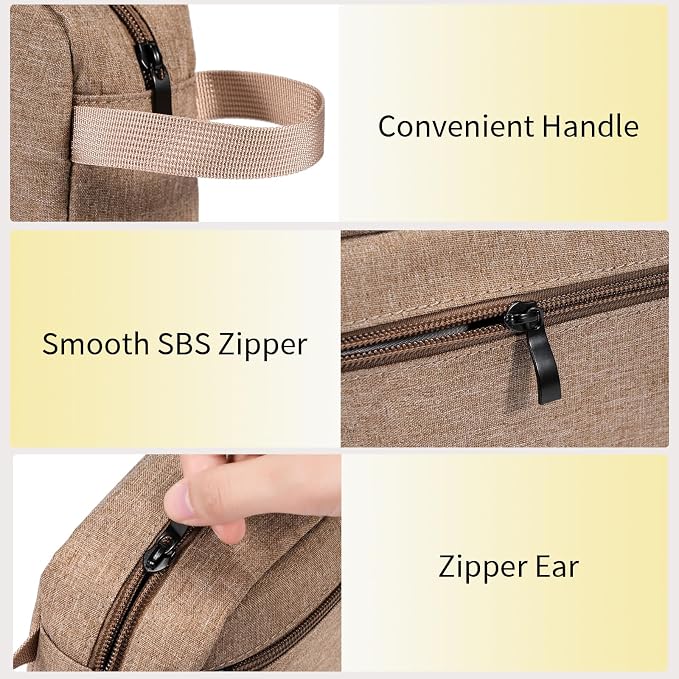 Travel Toiletry Bag for Men & Women, Hanging Cosmetic Organizer | Water-Resistant Fabric, Sturdy Handle, Lightweight Dopp Kit – Bathroom Toiletries, Makeup, Shaving, Grooming & Accessories - Image 6