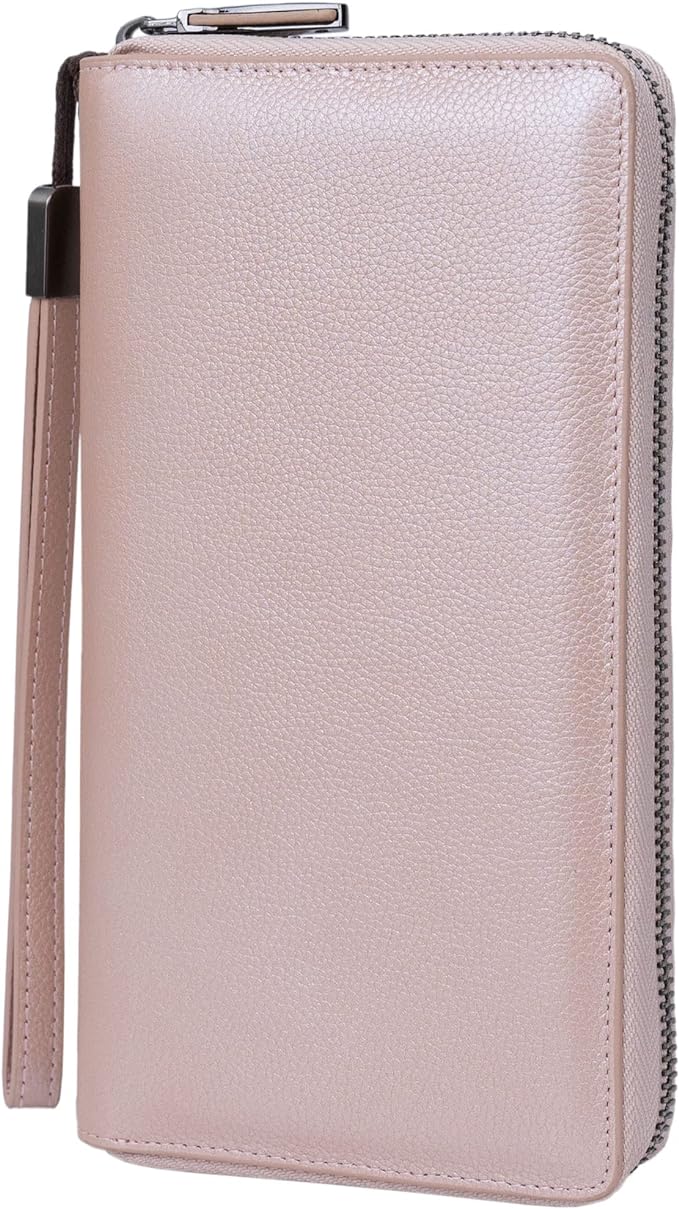 Bveyzi Women RFID Blocking Wallet Leather Zip Around Phone Clutch Large Capacity Ladies Travel Purse Wristlet by Bveyzi