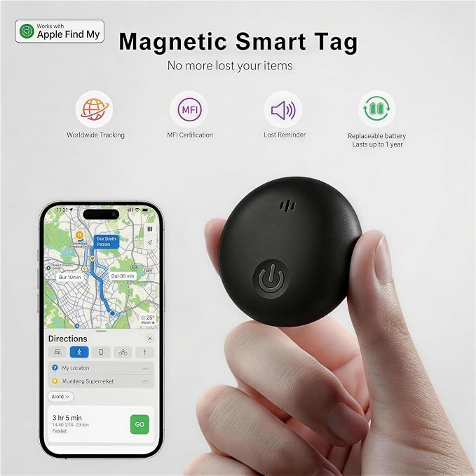 GPS Tracker for Dogs, Smart Collar with Real-Time Location - Pet Location Tracker with Holder, No Monthly Fee/No SIM Card, Works with iOS Find My【Apple MFi Certified】 ﻿, Ultra-Slim, IP68 Waterproof - Image 2