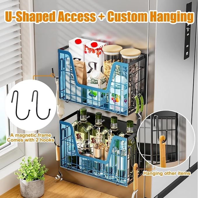 Magnetic Basket for Refrigerator Door,Magnetic Fridge Shelf Storage - 1pc | Versatile Produce & Vegetable Storage Container,Pantry Organizer & Holder,Large Capacity Basket for Kitchen,Cabinet,Pantry - Image 4