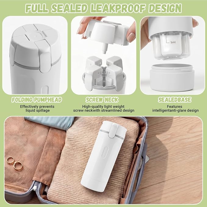 4 in 1 Travel Dispenser Bottle, TSA Approved Leakproof Containers | Refillable soap lotion pump for toiletries, shampoo & conditioner, portable compact size liquid accessories kit - Image 8
