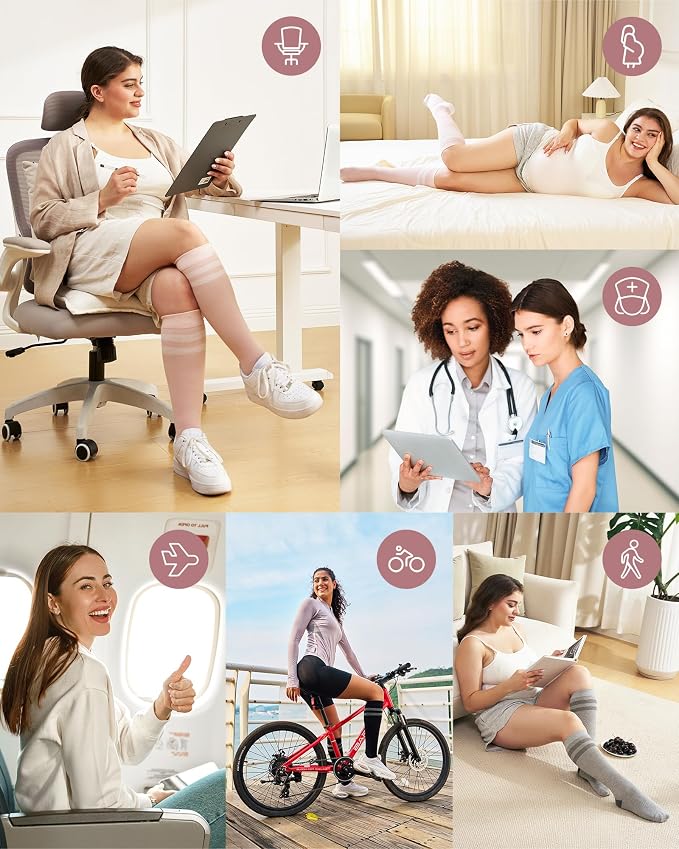 Momcozy Compression Socks for Women Wide Calf, 15-20mmHg Knee High Support Socks for Pregnancy, Nurses, Flying, Travel - Image 6