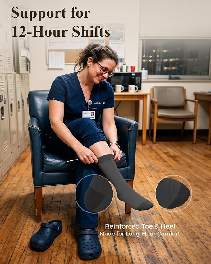 Compression Socks for Women 15-20 mmHg, Viscose from Bamboo, 3-Pair Knee High for Flying, Work & All-Day Comfort - Image 3
