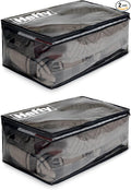 Hefty Storage Bags Extra Large Double Zipper Backpack, Heavy Duty Water Resistant Moving Totes with Shoulder Straps, Foldable Reusable Packing Organizers, 2 Pack (X-Large Black) by Hefty