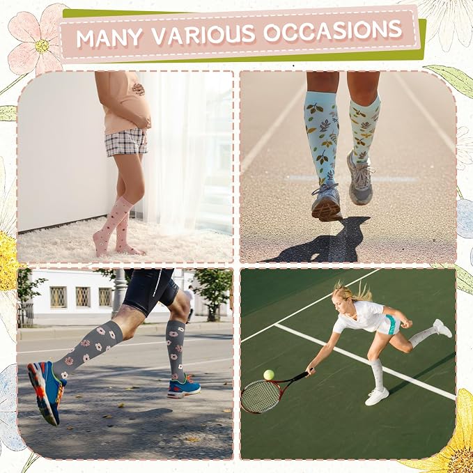 Compression Socks for Women Men | Knee High Comfort Circulation Support Socks for Athletic Running Cycling Travel - Image 7
