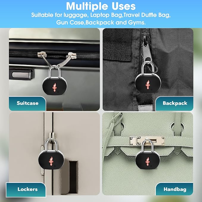 TSA Keyed Alike Luggage Lock 6-Pack Black – Family Travel Set | 6 locks share 1 key. 2 keys per lock. TSA Safe Skies approved. Steel cable. For suitcases, backpacks, gym lockers. - Image 4