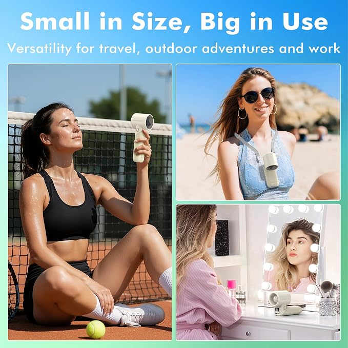 AMACOOL Portable Handheld Turbo Fan丨5 Speed Foldable Hand Fans丨Max 20 Hours Runtime丨Rechargeable Mini Pocket Cooling Fan for Travel, Outdoor Activities, Gifts for Women - Image 4