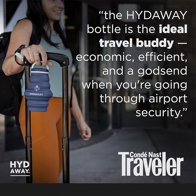 HYDAWAY 17oz Collapsible Water Bottle, Packable Leakproof for Travel | Travel-first design. Fold flat to 1.5 in for carry-ons, purses, seatbacks. Leakproof, BPA-free, dishwasher safe. - Image 6
