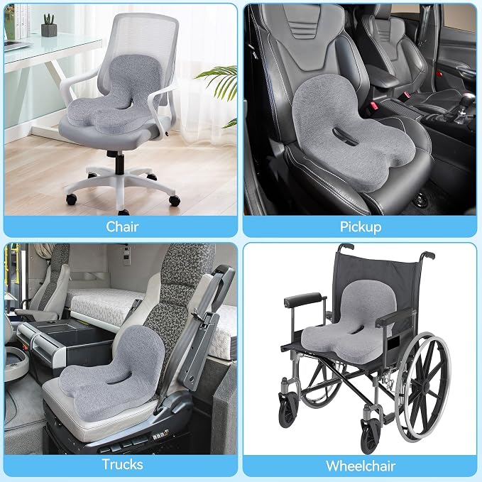 Truck Driver Seat Cushion, Memory Foam L-Shaped Ergonomic Cushion for Office Chairs, Comfort & Support for Long Sitting - Image 7