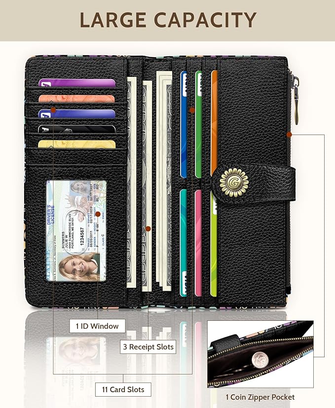 GIANCOMICS Puppy Dog Paw Womens Wallet RFID, Cute Credit Card Holder Bifold | Billfold, Cute Cash Purse, Travel Zipper Coin Pocket, Compact Clutch, PU Leather, ID Window, 11 Card Slots, Ladies Gift Woman - Image 3
