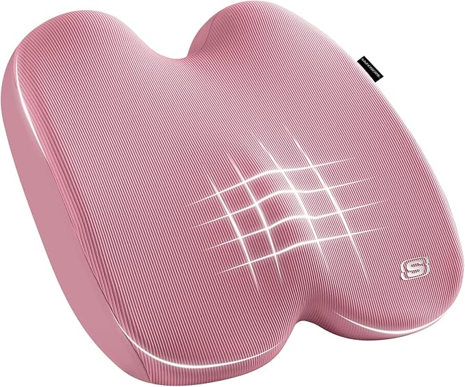 Skechers Seat Cushion, Ergonomic Memory Foam Cushion for Long Sitting Hours on Office & Home Chair, Car Seat Cushion for Sciatica, Coccyx Cushion,Pink by Unknown
