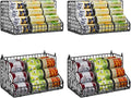 4 Pack Stackable Can Rack Organizer for Pantry Storage,Can Dispensers with 4 Adjustable Dividers, 2-Tier Metal Wire Basket Holds up to 84 Cans for Kitchen Cabinet Pantry, Black by JKsmart