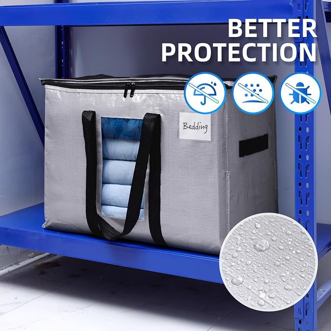 TAILI 6 Pack Silver Extra Large Moving Bags,Storage Bag with Visible Window | 93L Heavy Duty Totes For Storage,Wrap Around Handles,Alternative to Moving Boxes, College Dorm,Perfect for Moving - Image 7