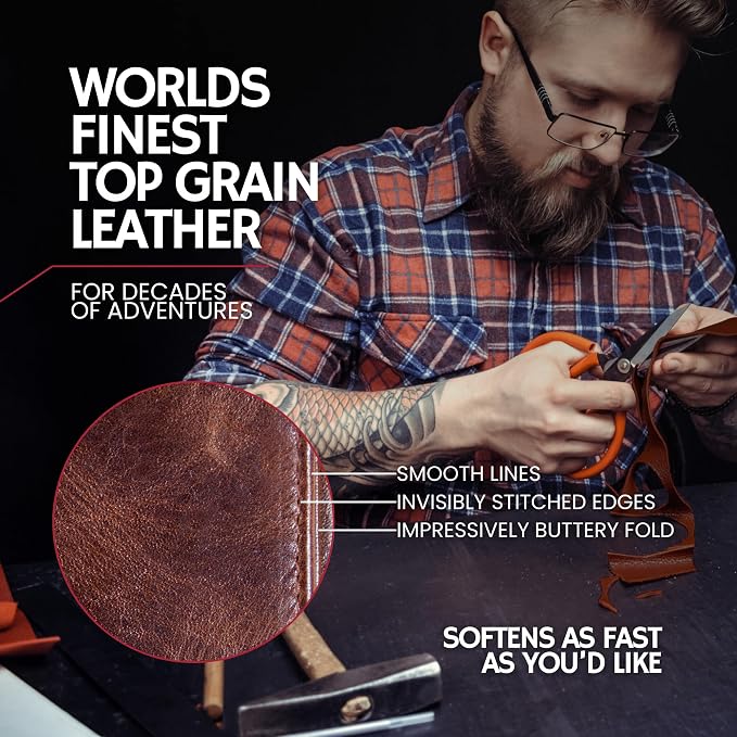 BULL GUARD Best Leather Men's RFID Trifold Wallet With ID Great Outdoor Wallet Durable Top Grain Leather Forest Brown, Double Cash Comparment with Secret Pocket, Compact & Secure Design, In Gift Box - Image 6