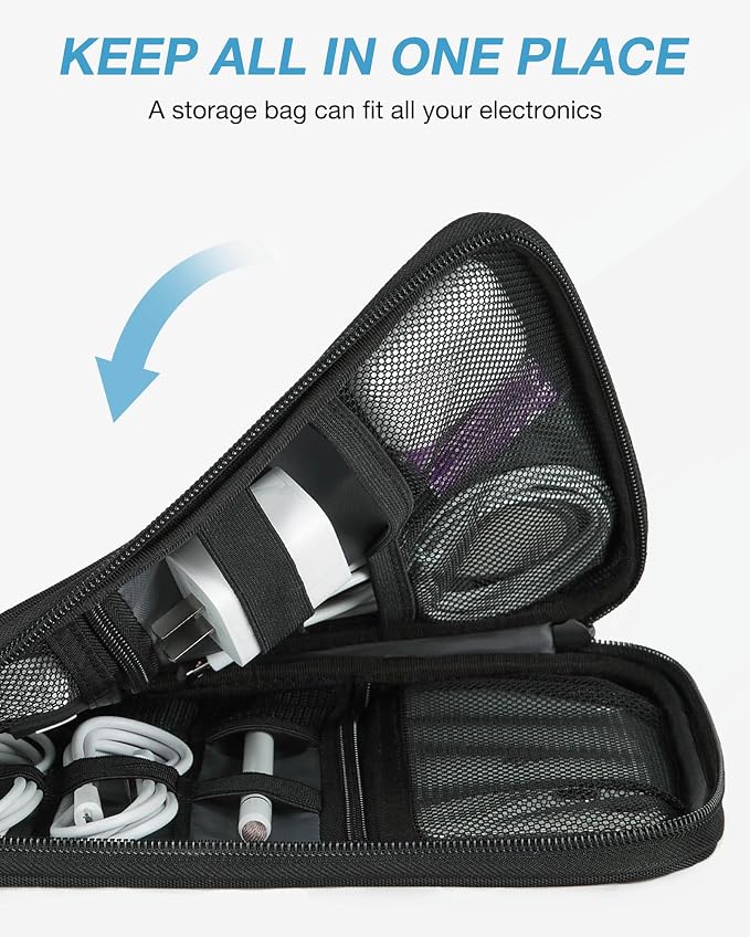 BAGSMART Large Electronic Organizer Travel Case for Tech Accessories, Black | Tech Accessories, Cord Storage, For Phone, Power Bank, SD Card, Cables - Image 6