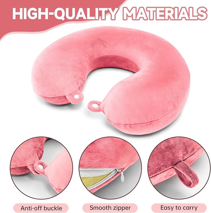 2 Packs Travel Neck Pillow Cover, Reusable U Shaped Washable Cover (Pink) - Image 3