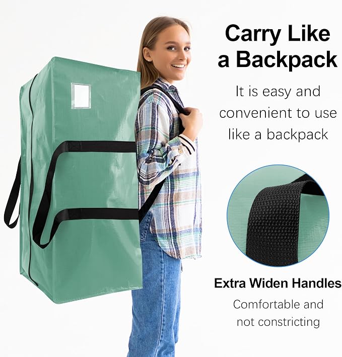 VELVETSURE 6 Pack Heavy Duty Large Moving Bags W/Backpack Straps - Strong Handles & Zippers, Storage Totes For Space Saving, Fold Flat, Alternative to Moving Box and Storage Bin, Teal - Image 4
