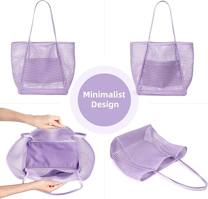 KALIDI Beach Mesh Tote Bag, Casual MAX 23L Summer Foldable Hobo Bag Women | Sandproof Widen Strap Large Shoulder Bag For Lake Pool Vacation Travel Picnic Grocery Market Shopping Carrier - Image 7