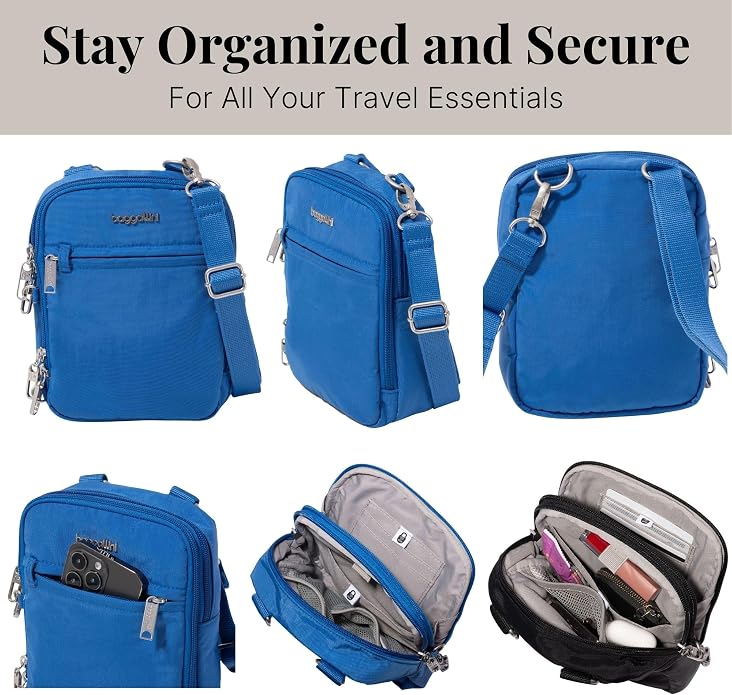 Baggallini Securtex® Anti-theft Mini Everything Crossbody Bag, 6.3"x8.25" Rfid, Locking Zippers & Cut-resistant Strap - Image 6