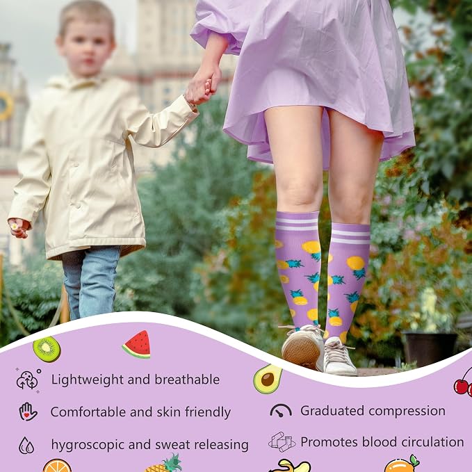 fenglaoda Compression Socks Women Men 4 Pairs, Knee High Support Socks for Running, Sports, Travel, Flight, Nurse - Image 5