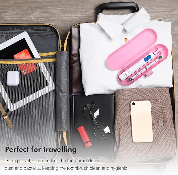 Electric Toothbrush Case Compatible with Oral B/Oral-B Pro/iO/Philips Sonicare/Demita/Bitvae and most other Brand Electric Toothbrushes on the market，Pink - Image 7