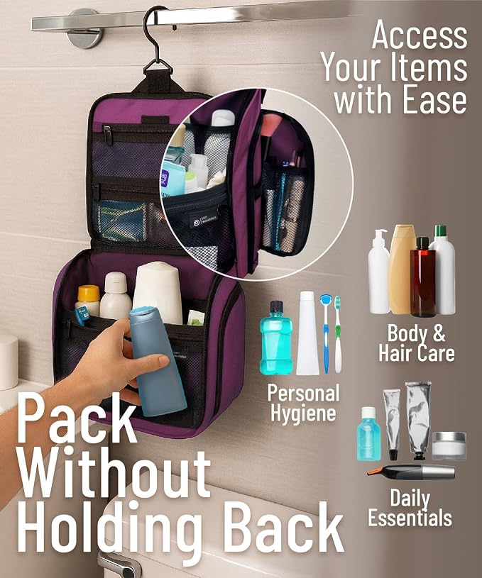 D&D Wanderlust D&D Hanging Travel Toiletry Bag for Men and Women – Cosmetics, Makeup and Toiletries Organizer Kit with 10 Compartments - Image 5