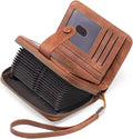 GAEKEAO Leather Credit Card Holder Wallet for Women RFID Blocking Large Capacity Bifold Zipper Card Case Organizer with Wristlet 32 Slots by GAEKEAO