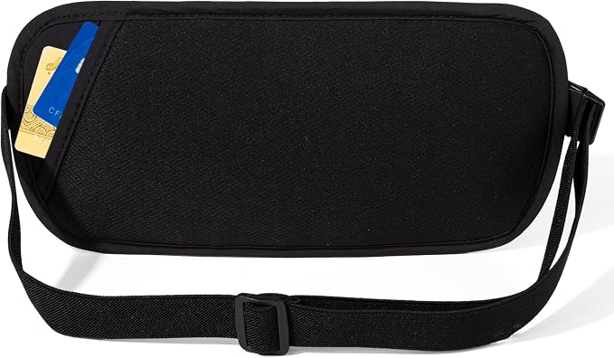 Money Belt - Slim Passport Holder RFID Blocking Travel Wallet Undercover Fanny Packs for Men Women - Black - Image 6