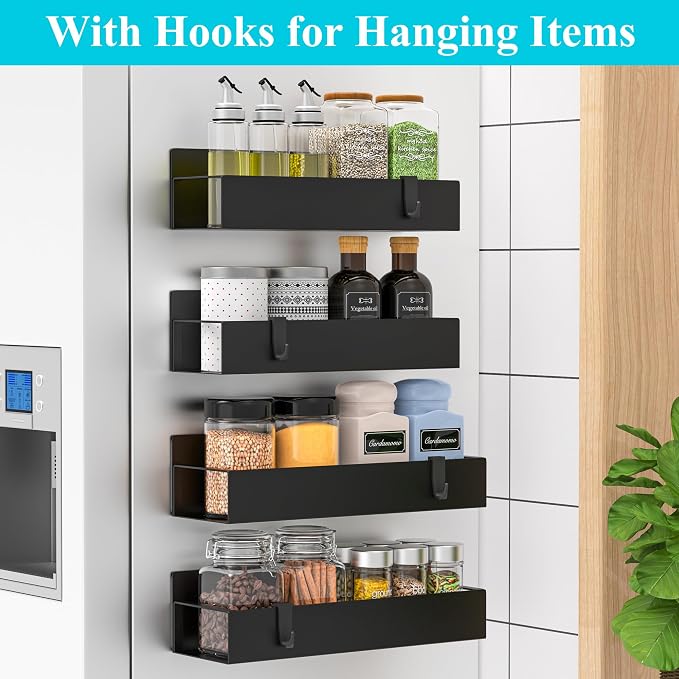 HuggieGems Magnetic Water Bottle Holder for Refrigerator, Cup Holder Organizer for Stanley and Tumbler for Kitchen, 4 Pack, Metal Black - Image 2