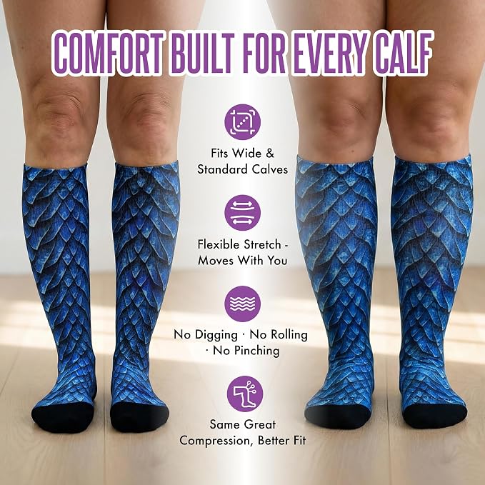 Crazy Compression Socks, Comfortable Support Socks for Recovery, Travel, Hiking, and Long-Hour Comfort w/Fun Designs - Image 8