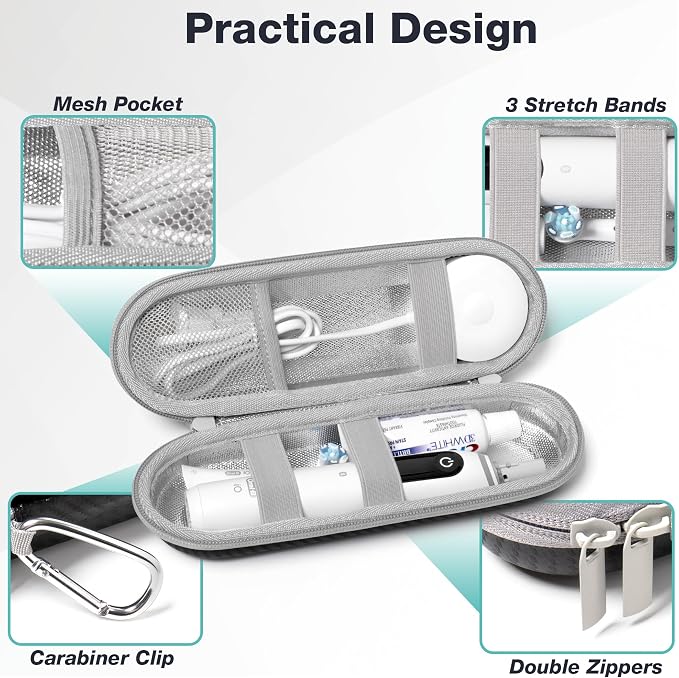 Nincha Hard Shell Electric Toothbrush Case - for Oral-B iO/Pro/Smart Series, Philips Sonicare Electric Toothbrush, Bigger Size Travel Case Fits all Powered Toothbrushes and Accessories Black - Image 3