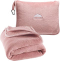 BlueHills Premium Soft Long Travel Blanket Pillow Combo – Dusty Rose Pink | Long 70x48 Travel Blanket Pillow 2 in 1, Soft Pillowcase, Backpack Clip, Compact & Portable, Large Throw Traveling Essentials by BlueHills