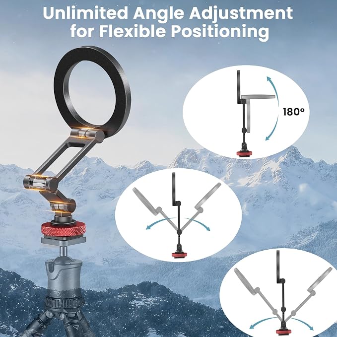 LOXP Magnetic Phone Tripod Mount with Cold Shoe and Adapter with 1/4" Screw | Adjustable Aluminum Alloy Phone Mount, Camera Mount for iPhone 17/16/15/14/13/12 Series - Image 4