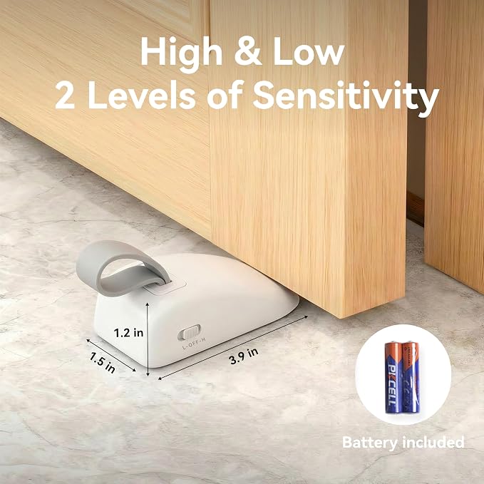 Door Stop Alarm 2-in-1, 120dB Under Door Stopper & Hanging Security Device, Adjustable Sensitivity Anti Slip Floor Wedge, Portable Security Wedge for Home Travel Hotel Living Alone, White - Image 5