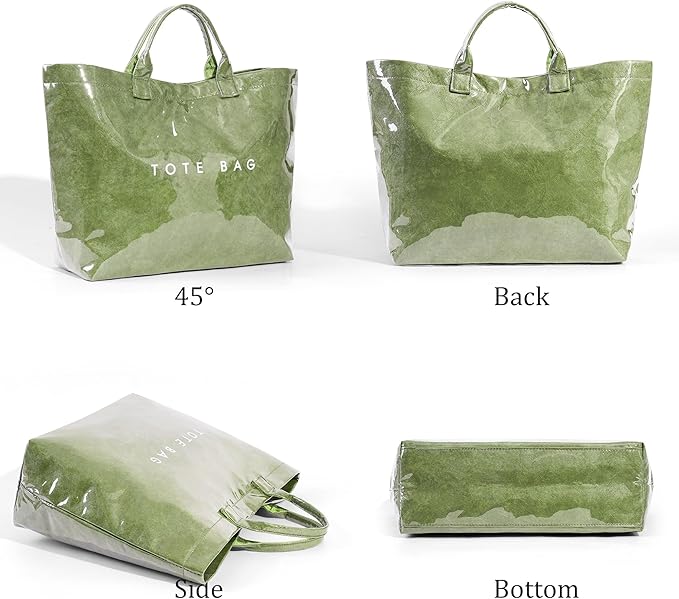Lushandy PVC Tote Bag for Women Jelly Beach Bag Top Handle Hobo Handbag | Water-Resistant, Wipe Clean, Lightweight - Image 5