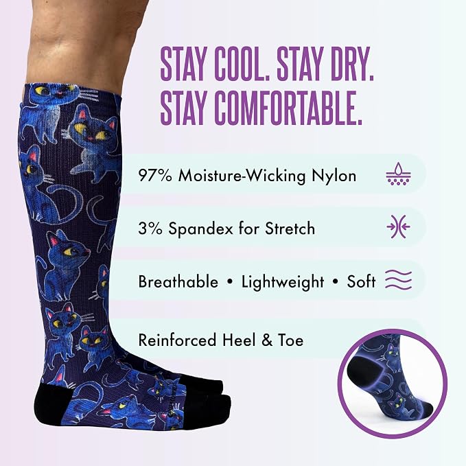 Crazy Compression Socks, Comfortable Support Socks for Recovery, Travel, Hiking, and Long-Hour Comfort w/Fun Designs - Image 5