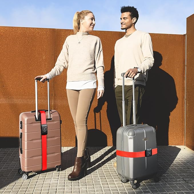Travel Inspira 2 Pack Luggage Straps for Suitcases with TSA Lock | 2-Pack Set; TSA-Approved Lock with Tag; Adjustable 103-200cm; High Visibility Red; Heavy-Duty Nylon; 20-28 Inch Suitcases - Image 8