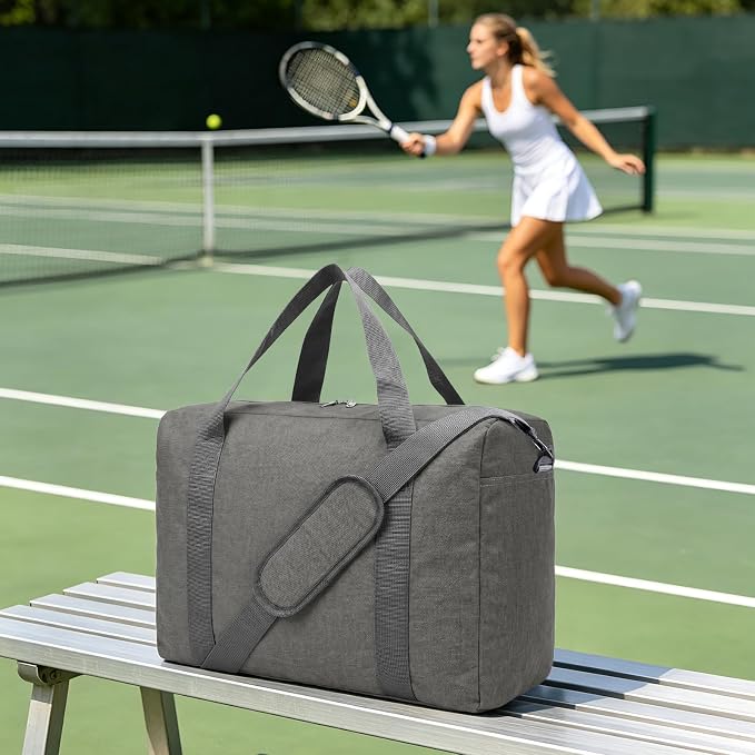 30L Foldable Underseat Travel Duffel Bag 17.3"x13.8"x7.9" – Lightweight Carry on Luggage for Women and Men, Waterproof Overnight Bag, Gym Sport Holdall, Hospital Tote with Trolley Sleeve, Grey - Image 7