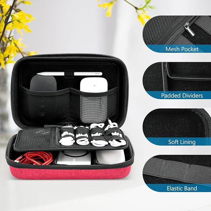 ProCase Hard Travel Electronic Organizer Case for MacBook Power Adapter Chargers Cables Power Bank Apple Magic Mouse Apple Pencil USB Flash Disk SD Card Small Portable Accessories Bag - Image 5