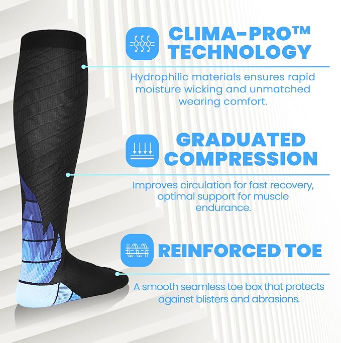 NEWZILL Medical Compression Socks for Women & Men Circulation 20-30 mmHg, Best Support for Running Athletic Cycling Nursing Travel Work and Fitness - Image 2