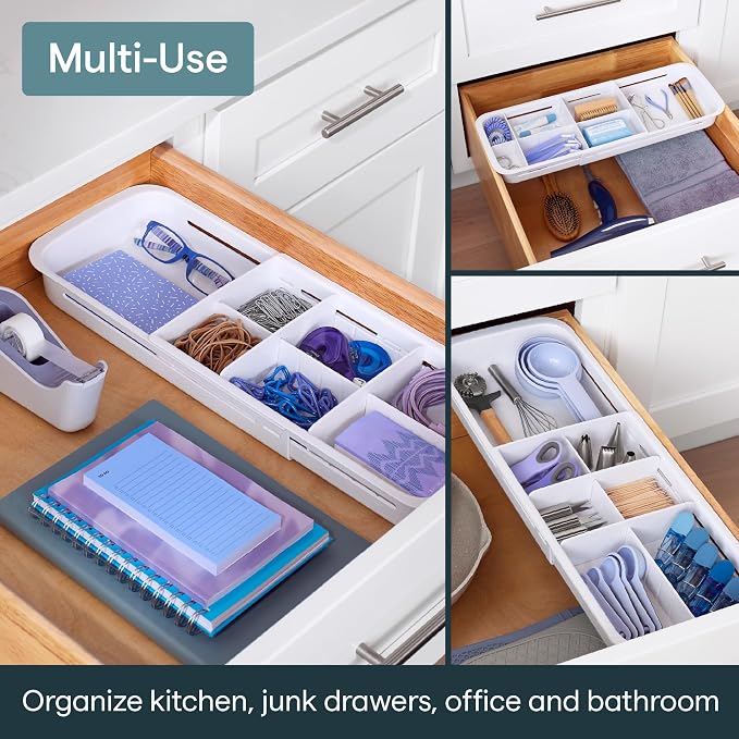 YouCopia DrawerFit Sliding Drawer Tray with Adjustable Dividers, Expandable Kitchen Storage Organizer, Speckled White - Image 7