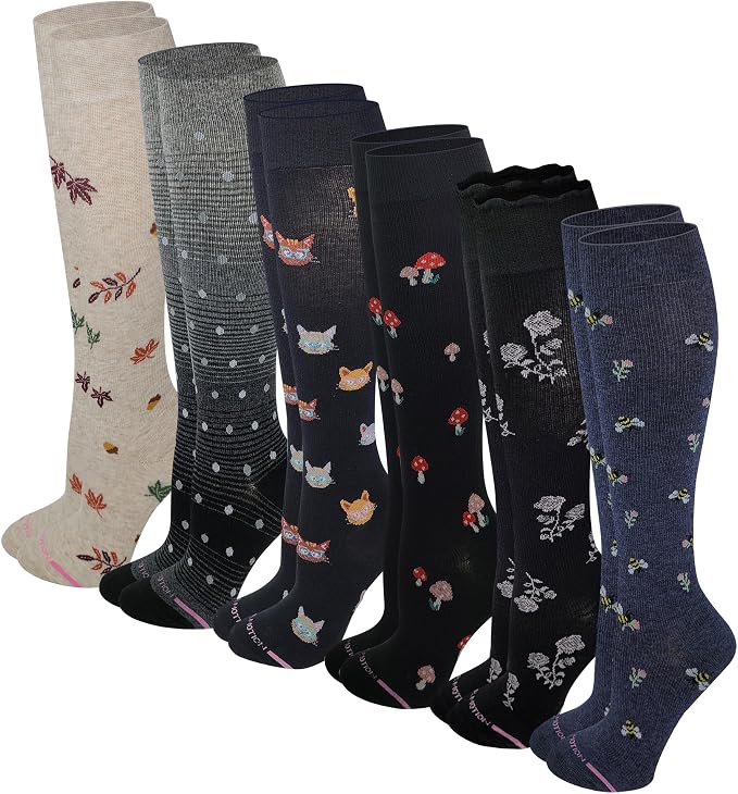 Dr. Motion Women 6 pairs pack everyday Graduted compression knee high socks by Dr.+Motion