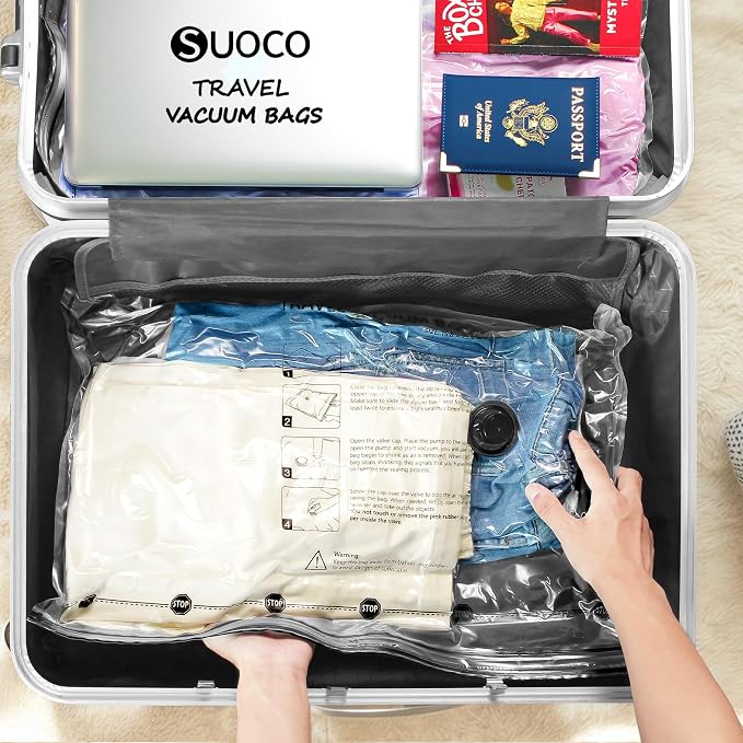 Travel Vacuum Bags for Clothing with Rechargeable Electric Pump, Compression Packing Cubes Organizer Storage for Luggage Suitcase, Space Saver Seal Bags for Vacation Cruise, 8 Medium | Compression Packing Cubes Organizer Storage for Luggage Suitcase, S... - Image 5