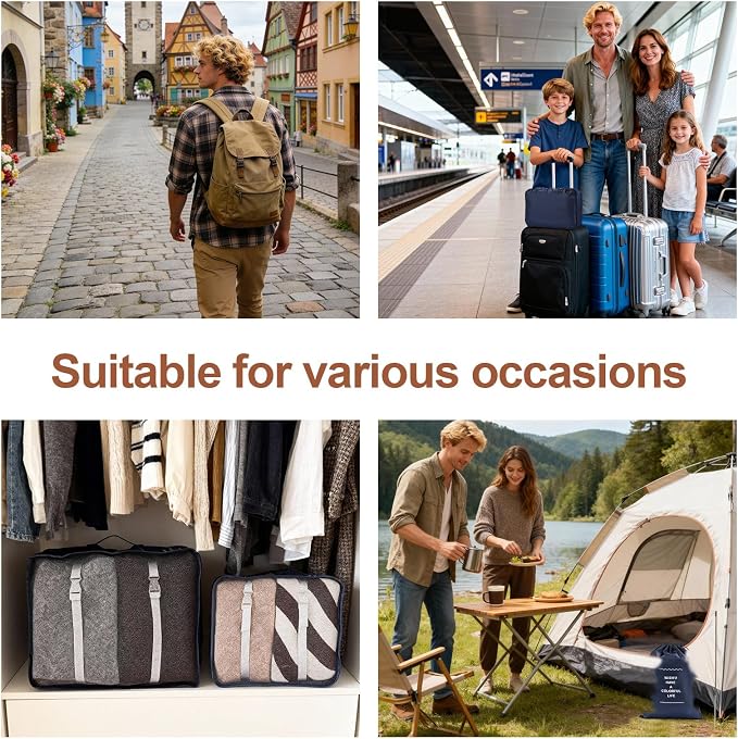 Packing Cubes for Travel, 8 Set Luggage Organizer Bags Travel Cubes for Packing Compression Luggage Cubes for Suitcase Carry on Travel Essentials with Laundry & Toiletry Bag（navy） - Image 6