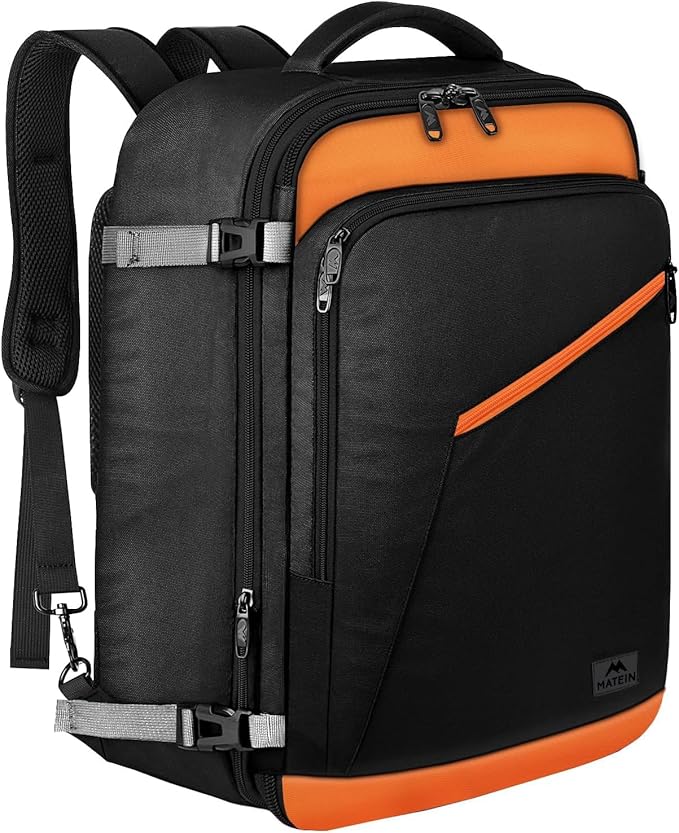 MATEIN Carry on Backpack for Airplane, Expandable Travel Bag for Travelling | Airline Approved with Hidden Shoulder Strap, Fit Overhead Bin, Water Resistant, Lightweigth Casual Daypack Bags for Men Women by MATEIN