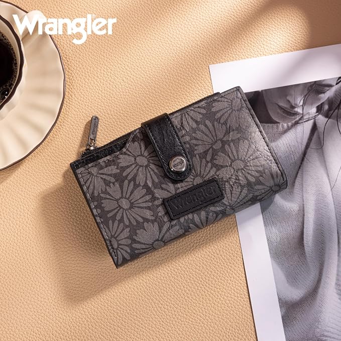 Wrangler Wallet for Women Bifold Card Holder with Zipper and ID Window - Image 6