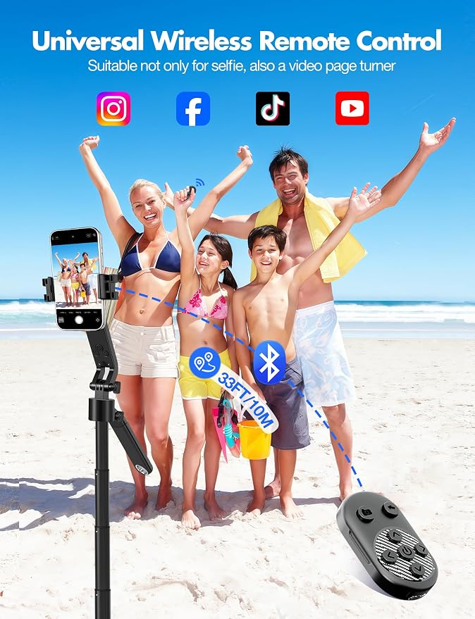 Sinbyuer 71'' Auto Face Tracking Tripod with Remote & Two Fill Lights | Gesture Control, 360° Rotation Follows Your Movement, Phone Stand Selfie Stick for TikTok Content Creators & Video Recording - Image 5