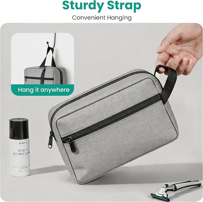 Travel Toiletry bag for Women and Men,Small Cosmetic Bag Hanging Lightweight Makeup Bag Small Tool Bag Travel Organizer accessories for Women Men - Grey - Image 4